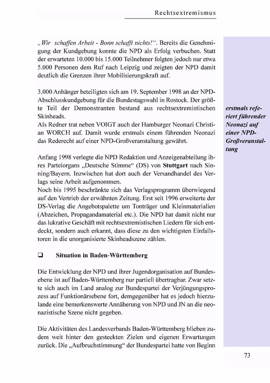 Seite 56 des Verfassungsschutzbericht 1998 Baden-Württemberg