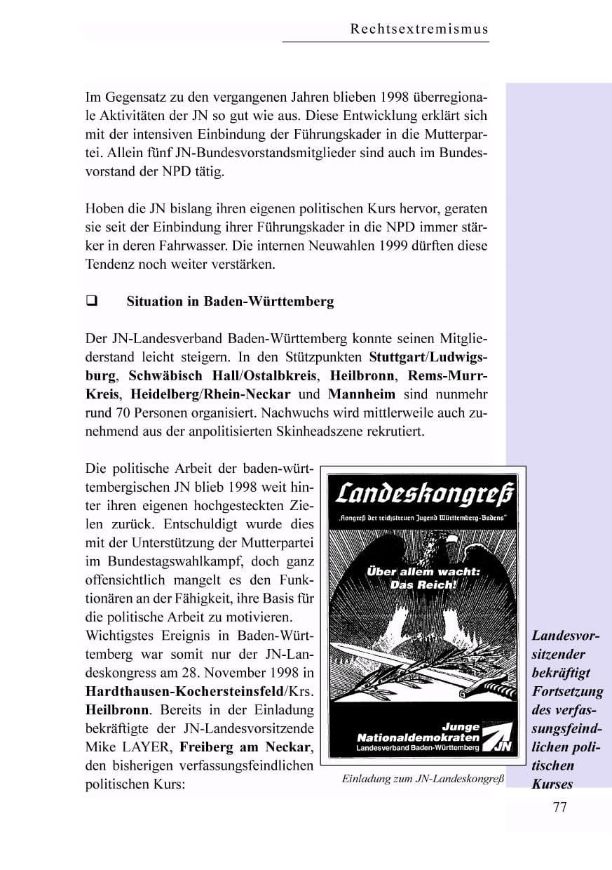Seite 60 des Verfassungsschutzbericht 1998 Baden-Württemberg