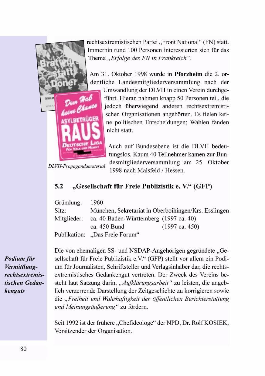 Seite 63 des Verfassungsschutzbericht 1998 Baden-Württemberg