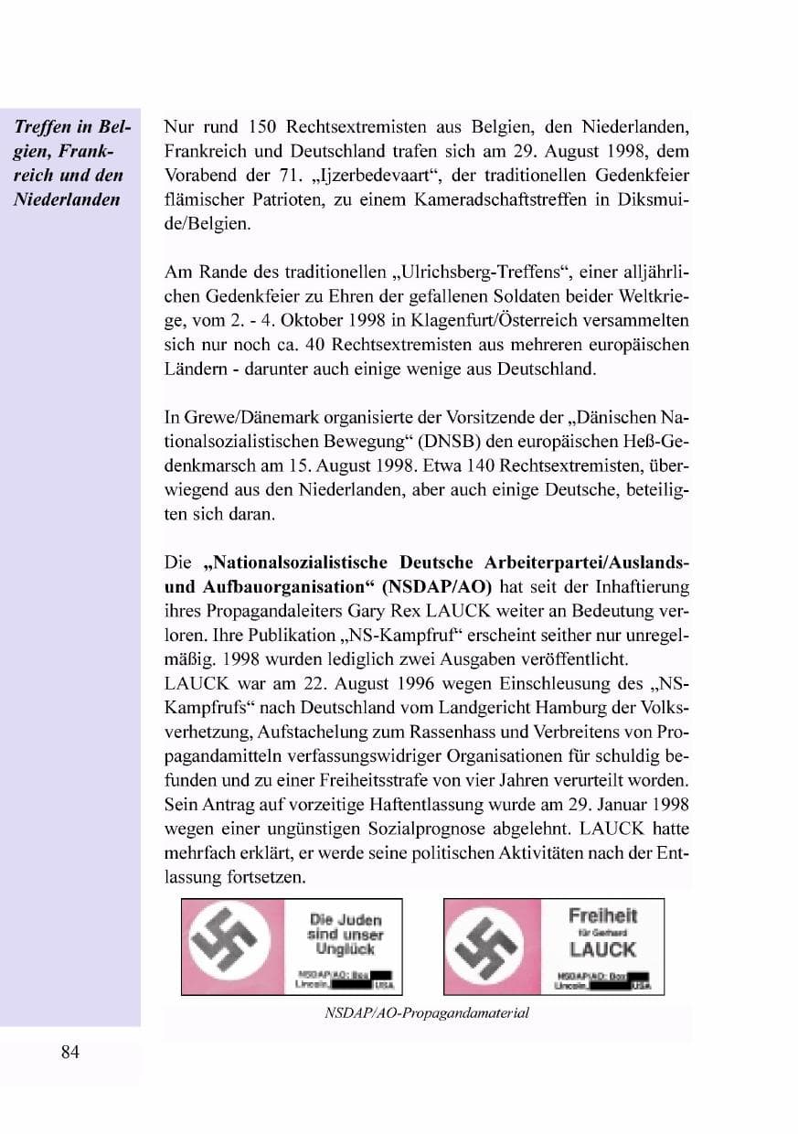 Seite 67 des Verfassungsschutzbericht 1998 Baden-Württemberg