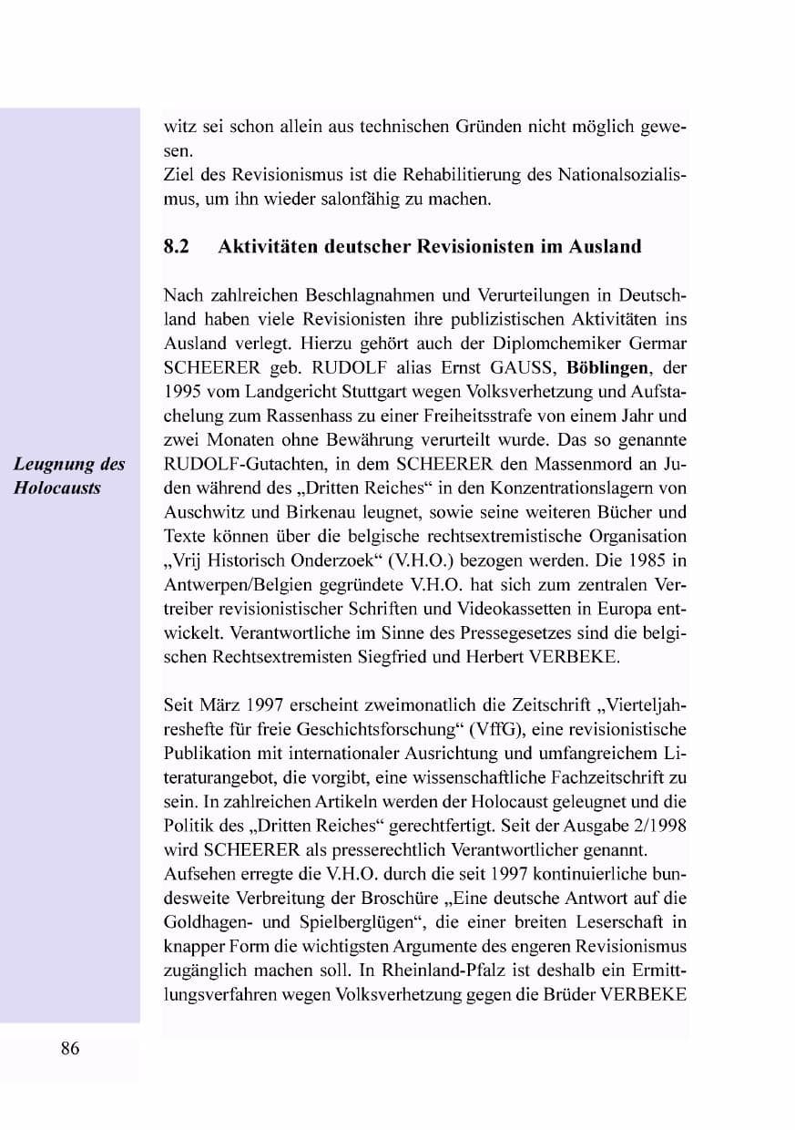 Seite 69 des Verfassungsschutzbericht 1998 Baden-Württemberg