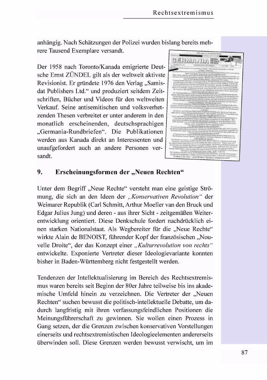 Seite 70 des Verfassungsschutzbericht 1998 Baden-Württemberg