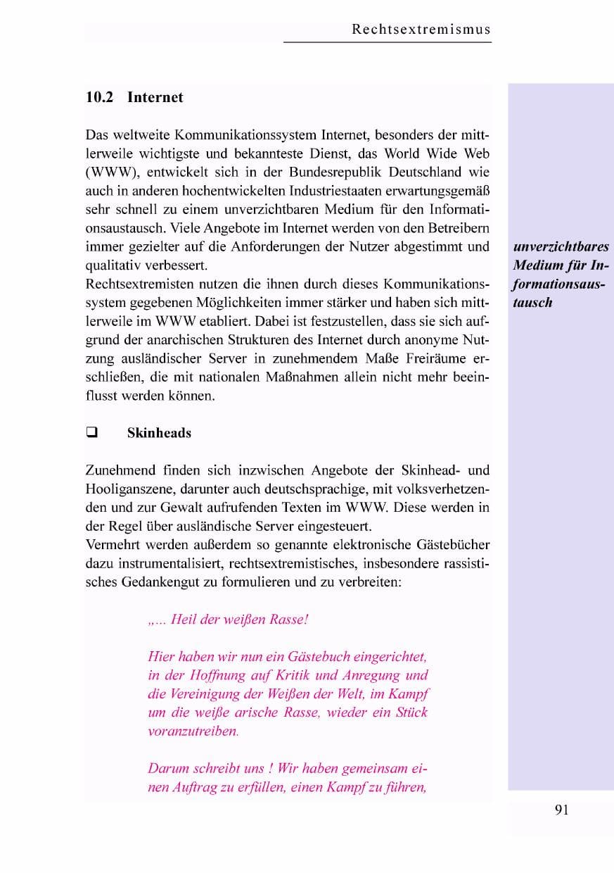 Seite 74 des Verfassungsschutzbericht 1998 Baden-Württemberg