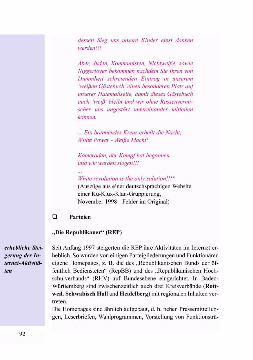 Seite 75 des Verfassungsschutzbericht 1998 Baden-Württemberg