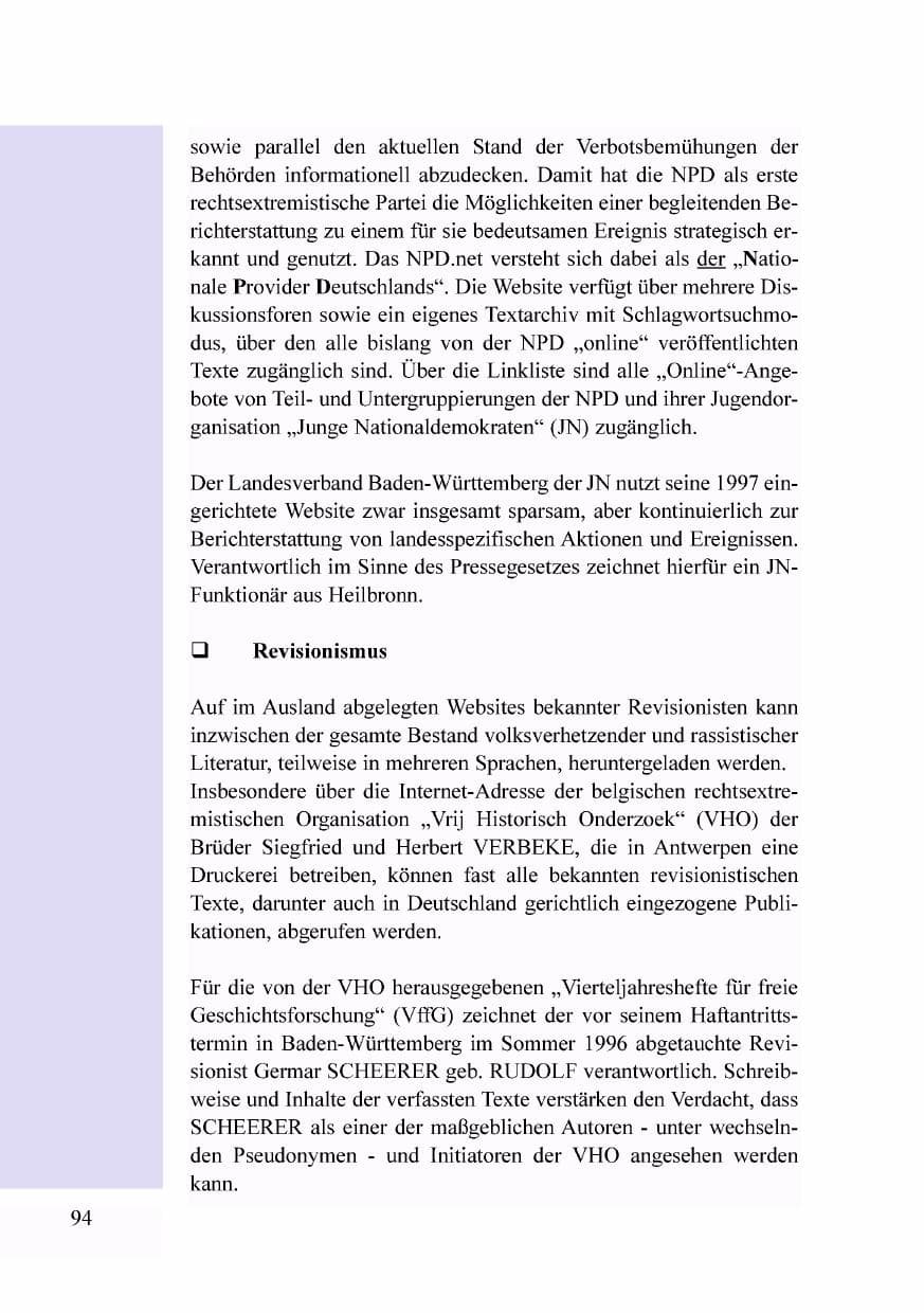 Seite 77 des Verfassungsschutzbericht 1998 Baden-Württemberg