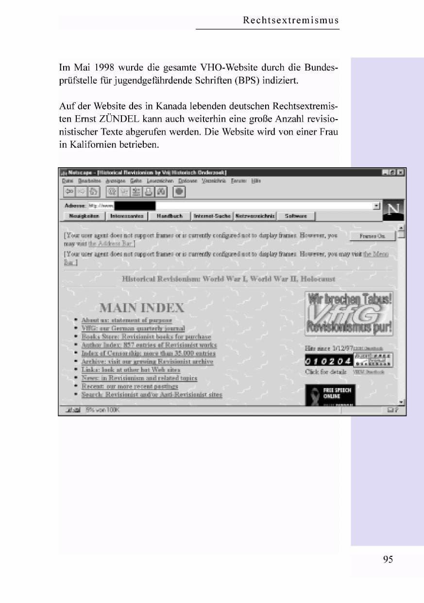 Seite 78 des Verfassungsschutzbericht 1998 Baden-Württemberg