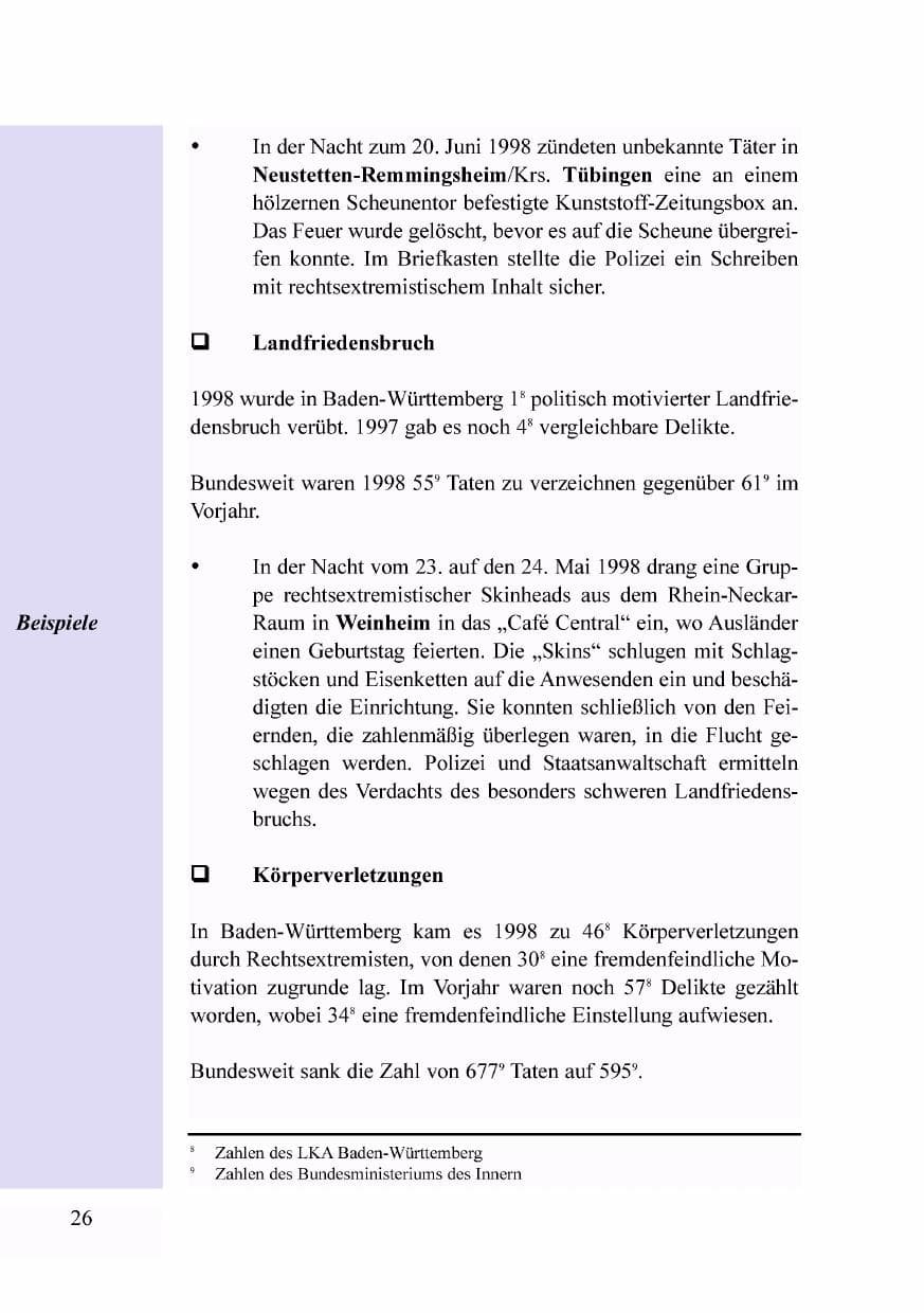 Seite 9 des Verfassungsschutzbericht 1998 Baden-Württemberg