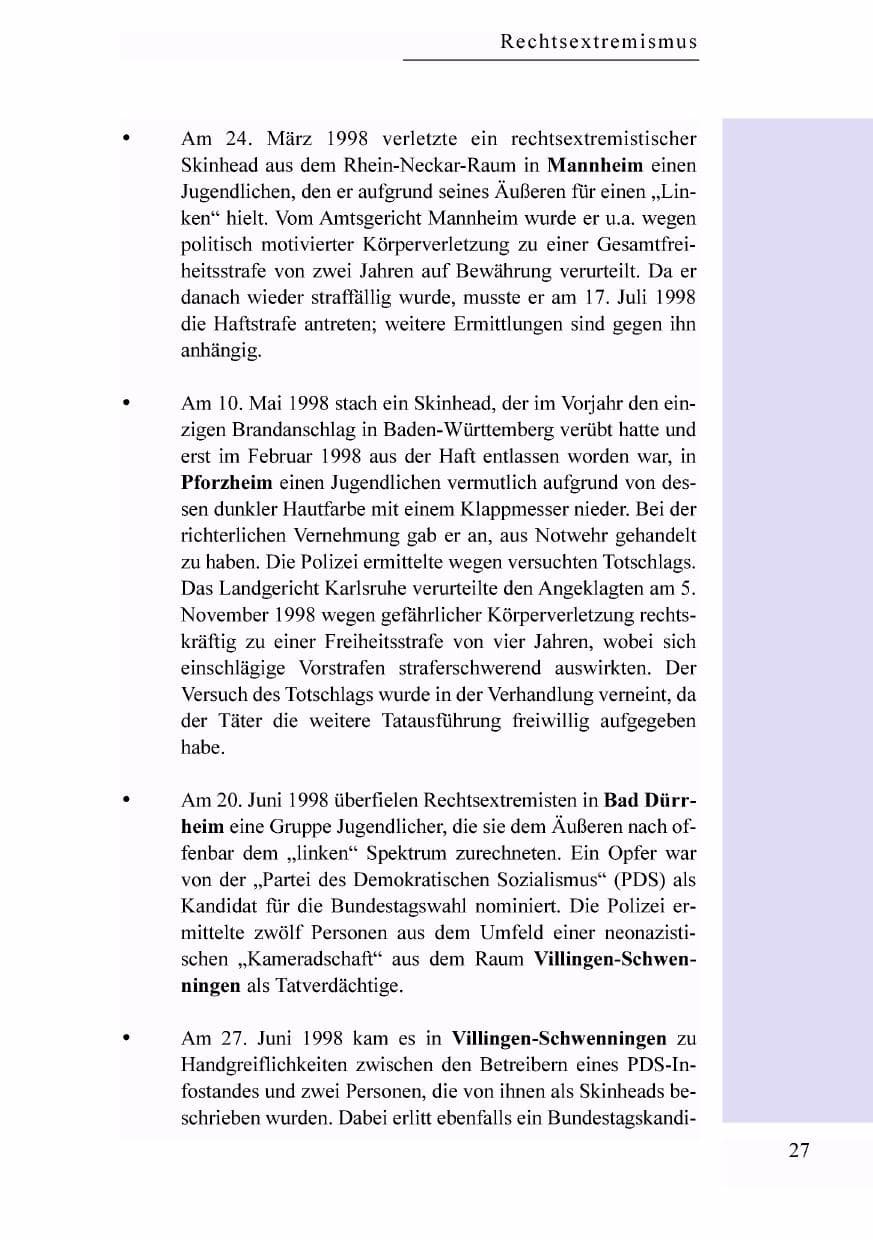 Seite 10 des Verfassungsschutzbericht 1998 Baden-Württemberg
