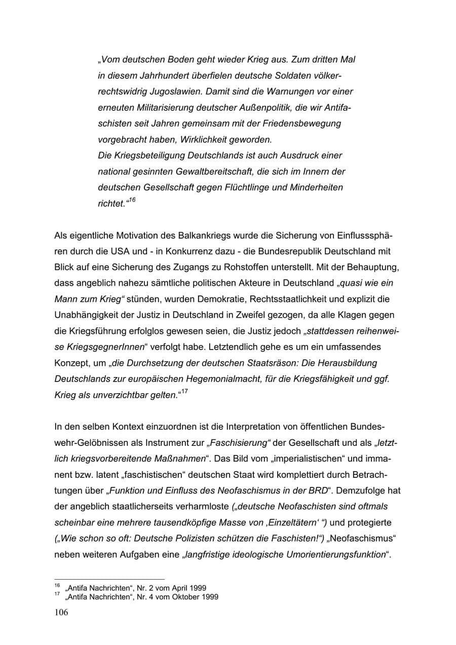 Seite 106 des Verfassungsschutzbericht 1999 Baden-Württemberg