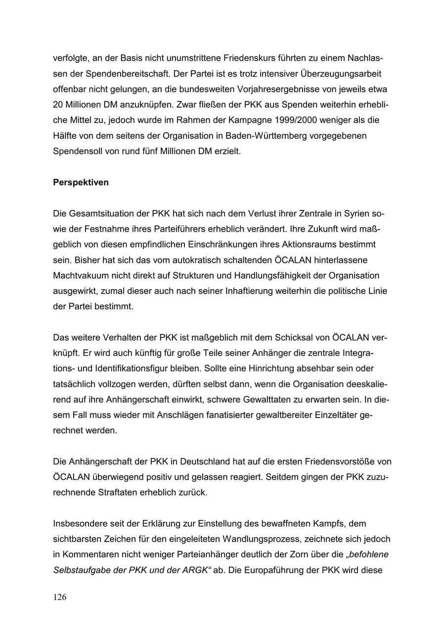 Seite 126 des Verfassungsschutzbericht 1999 Baden-Württemberg