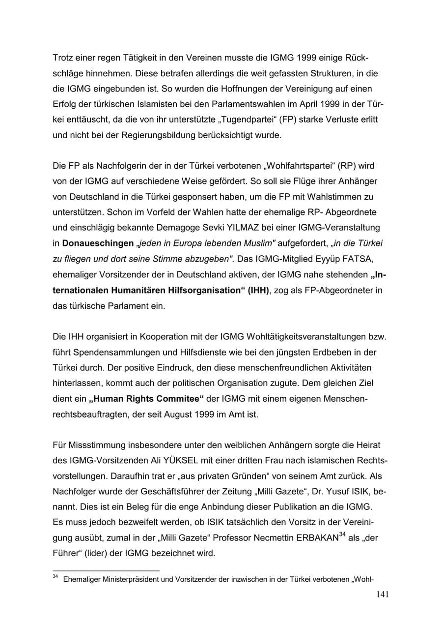 Seite 141 des Verfassungsschutzbericht 1999 Baden-Württemberg