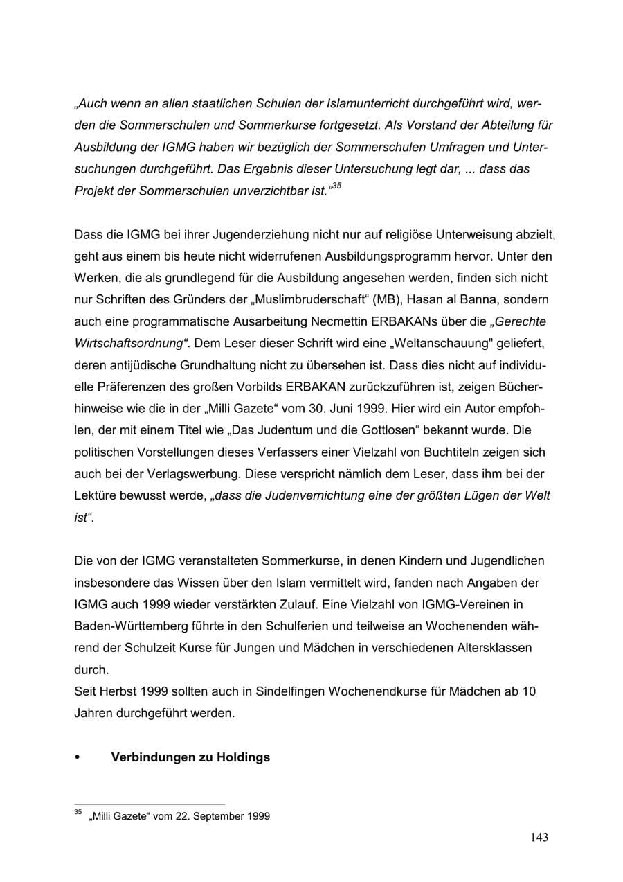 Seite 143 des Verfassungsschutzbericht 1999 Baden-Württemberg