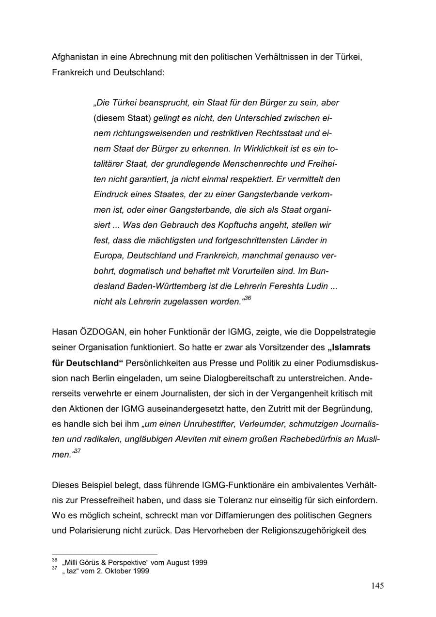 Seite 145 des Verfassungsschutzbericht 1999 Baden-Württemberg