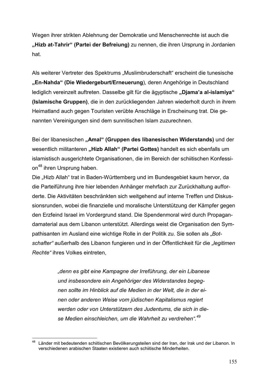 Seite 155 des Verfassungsschutzbericht 1999 Baden-Württemberg