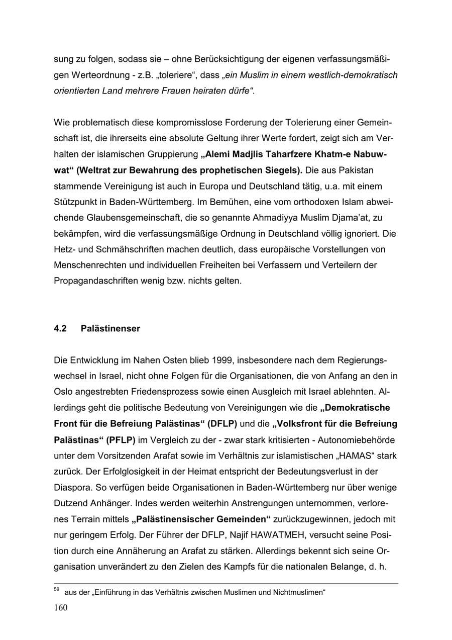 Seite 160 des Verfassungsschutzbericht 1999 Baden-Württemberg