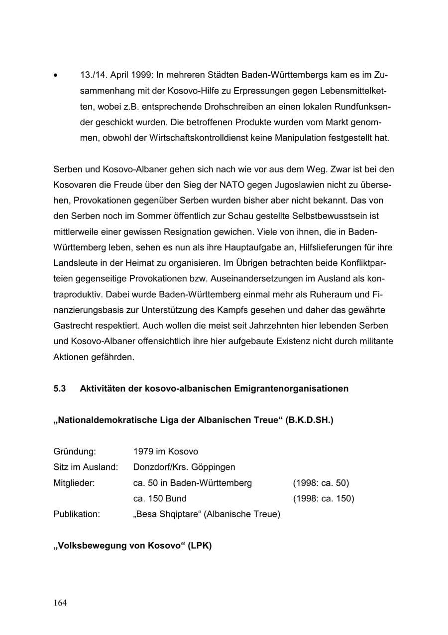 Seite 164 des Verfassungsschutzbericht 1999 Baden-Württemberg