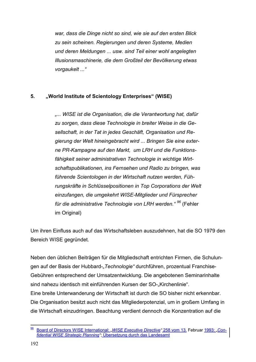 Seite 192 des Verfassungsschutzbericht 1999 Baden-Württemberg
