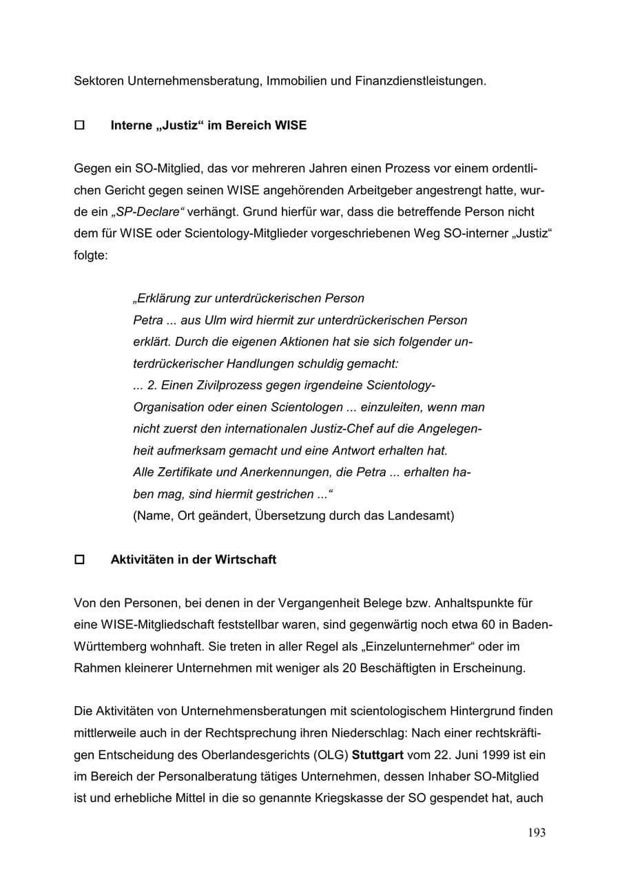 Seite 193 des Verfassungsschutzbericht 1999 Baden-Württemberg