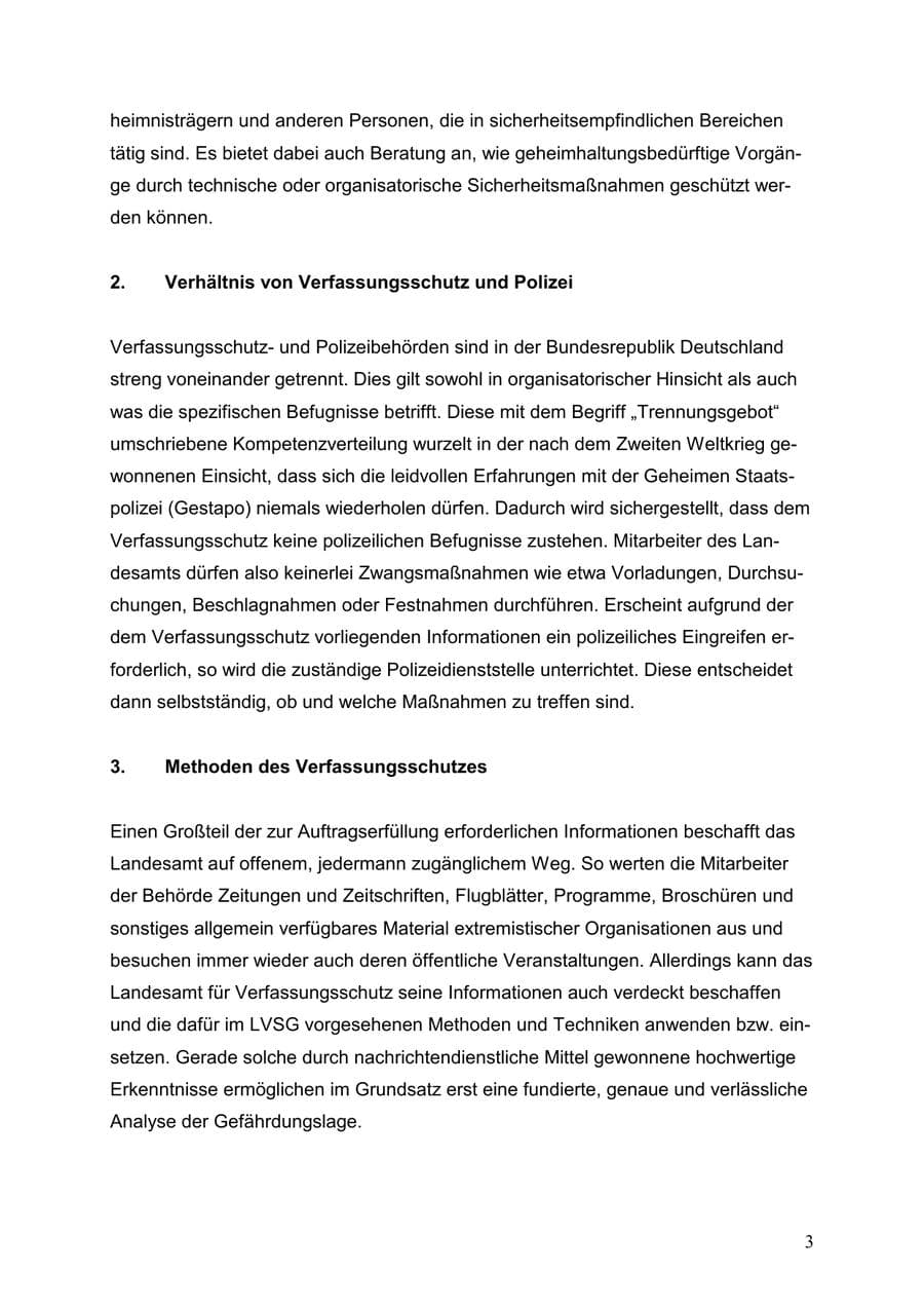 Seite 3 des Verfassungsschutzbericht 1999 Baden-Württemberg