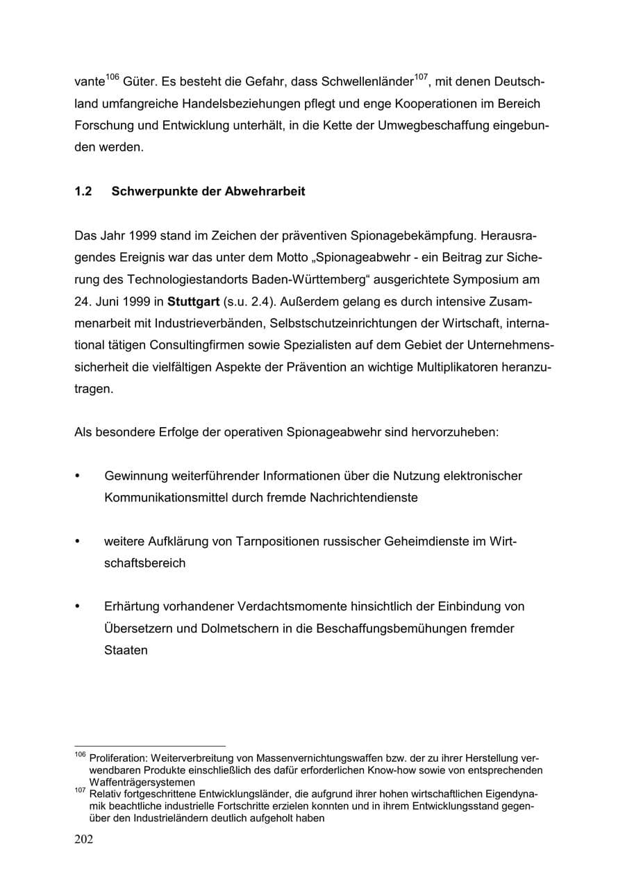 Seite 202 des Verfassungsschutzbericht 1999 Baden-Württemberg