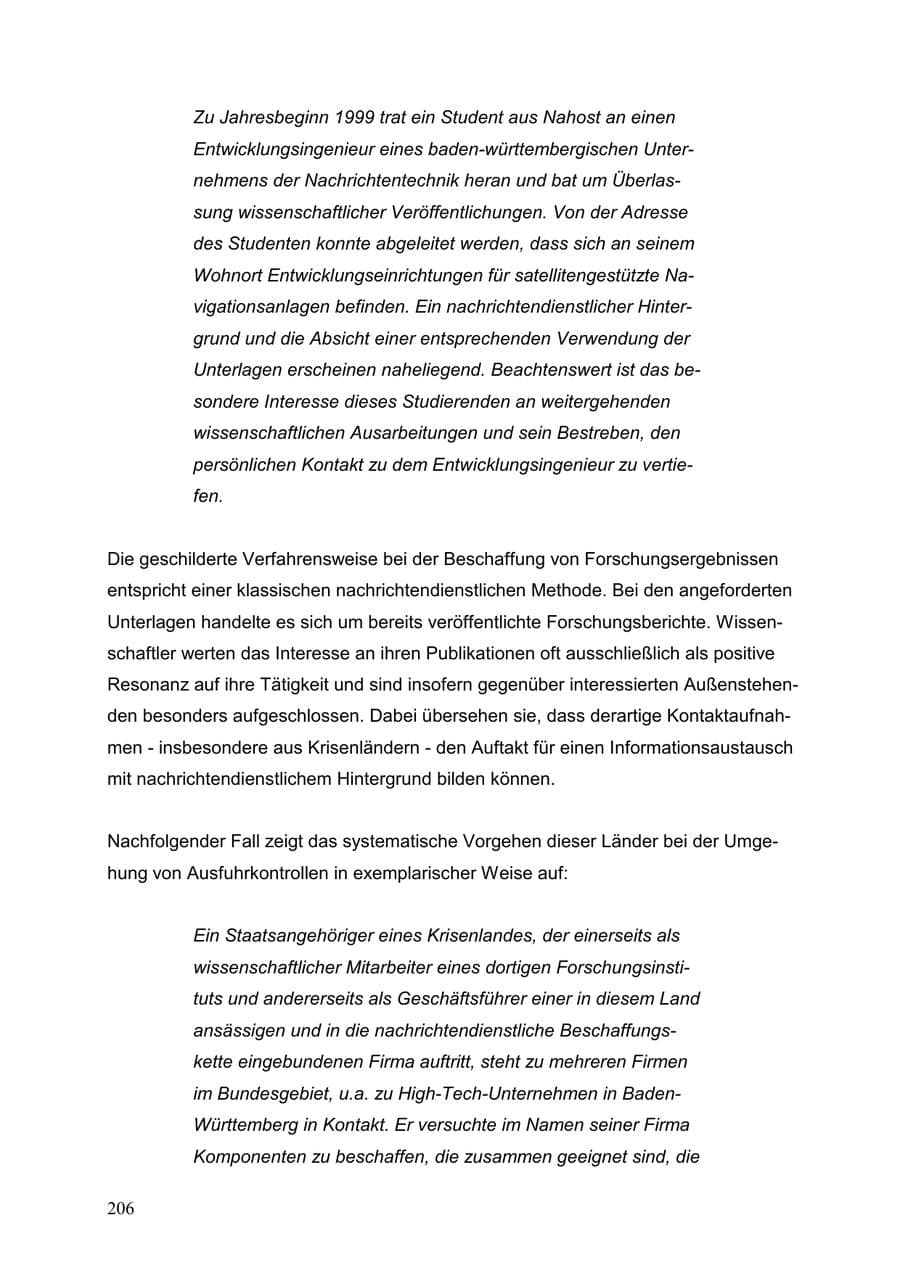 Seite 206 des Verfassungsschutzbericht 1999 Baden-Württemberg