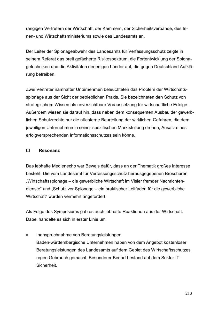Seite 213 des Verfassungsschutzbericht 1999 Baden-Württemberg