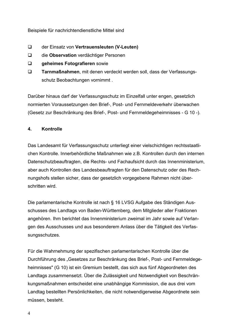 Seite 4 des Verfassungsschutzbericht 1999 Baden-Württemberg