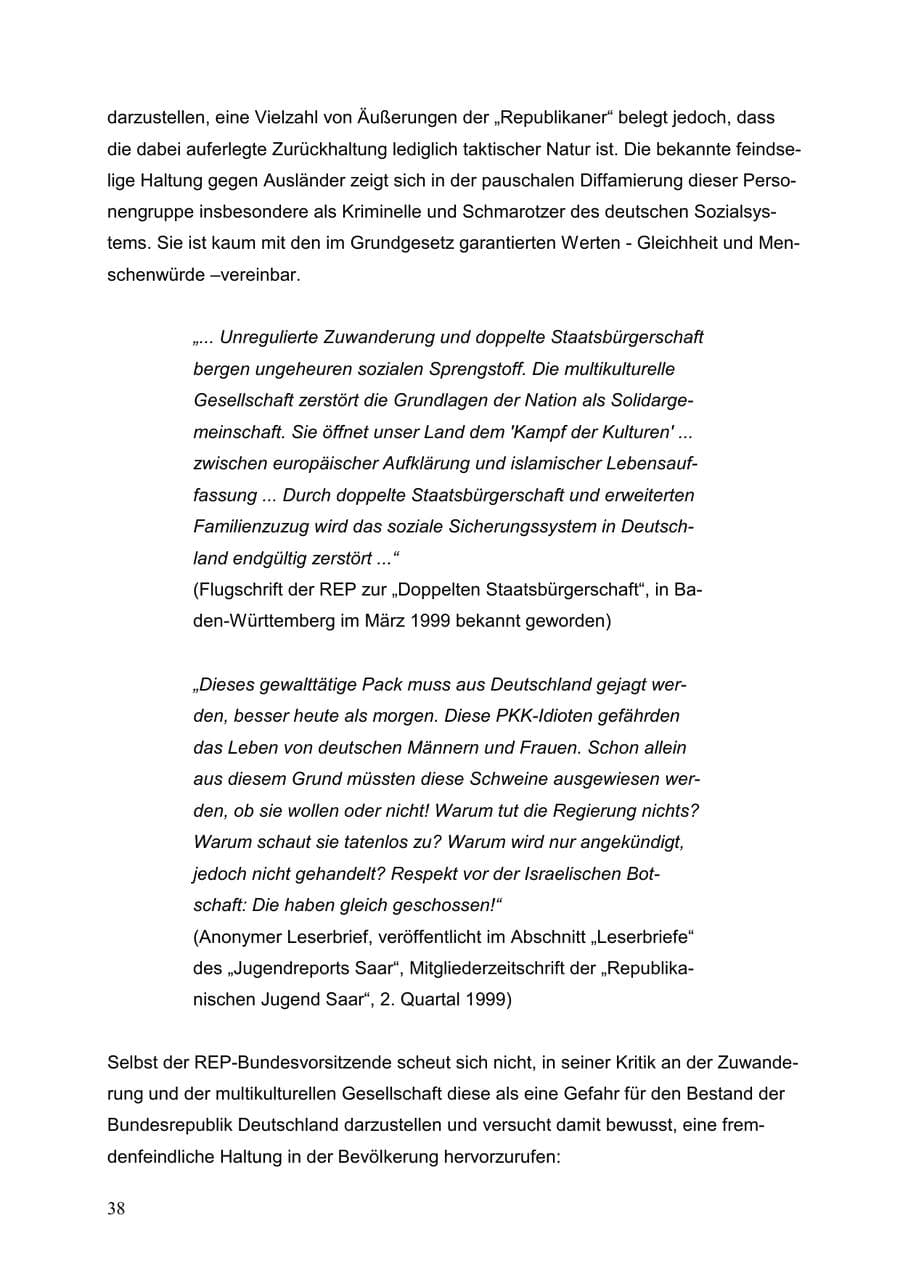 Seite 38 des Verfassungsschutzbericht 1999 Baden-Württemberg