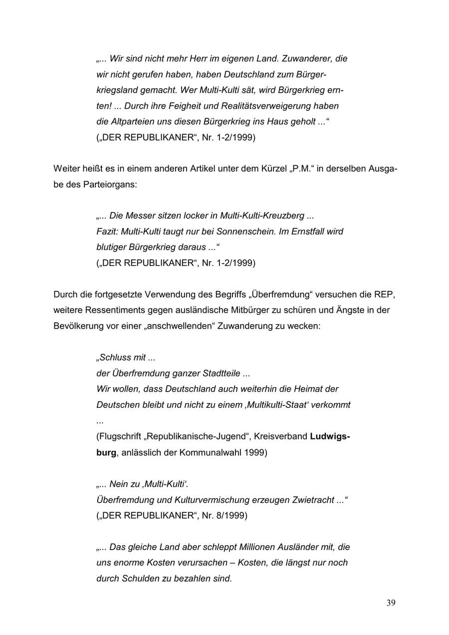 Seite 39 des Verfassungsschutzbericht 1999 Baden-Württemberg