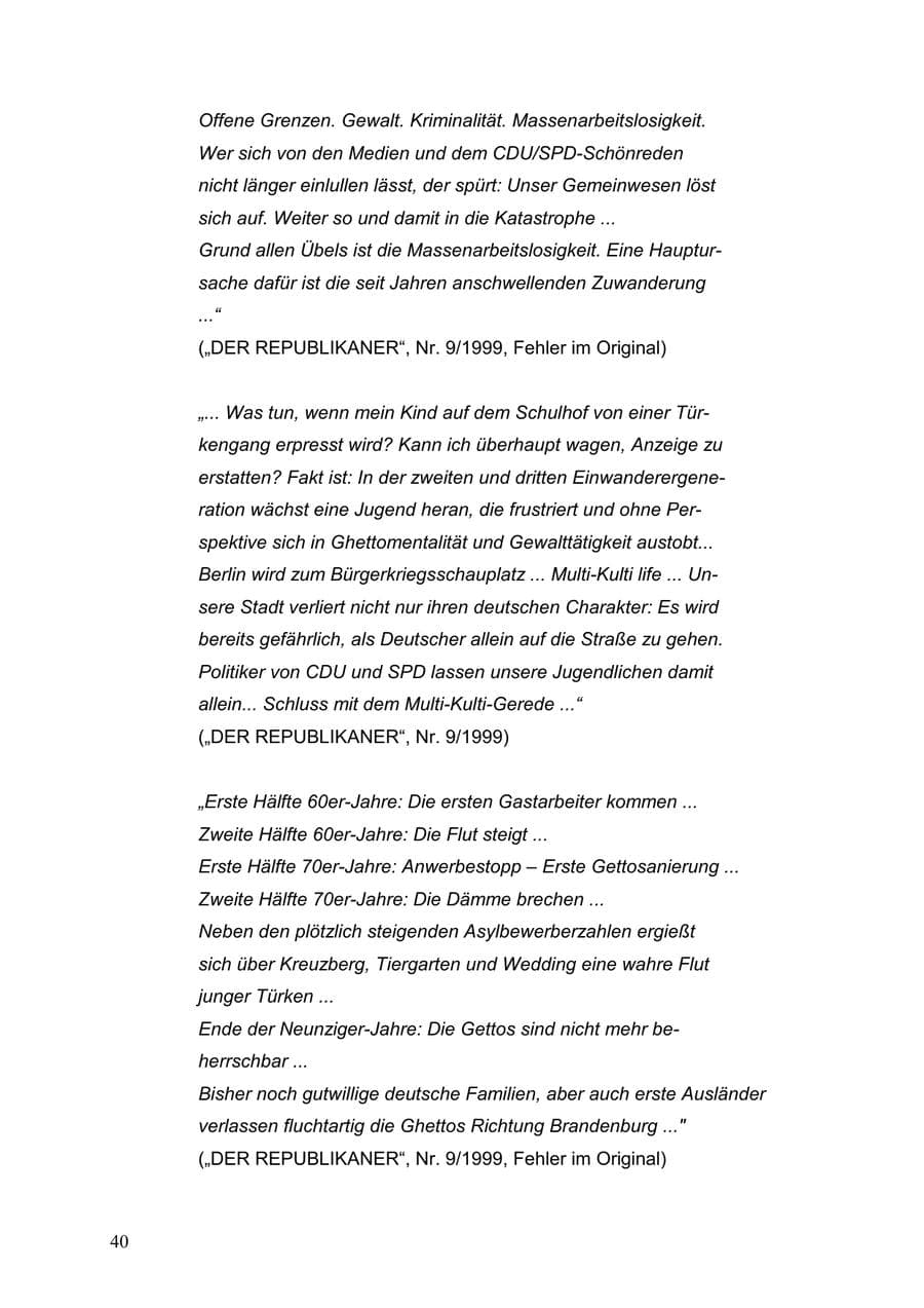 Seite 40 des Verfassungsschutzbericht 1999 Baden-Württemberg