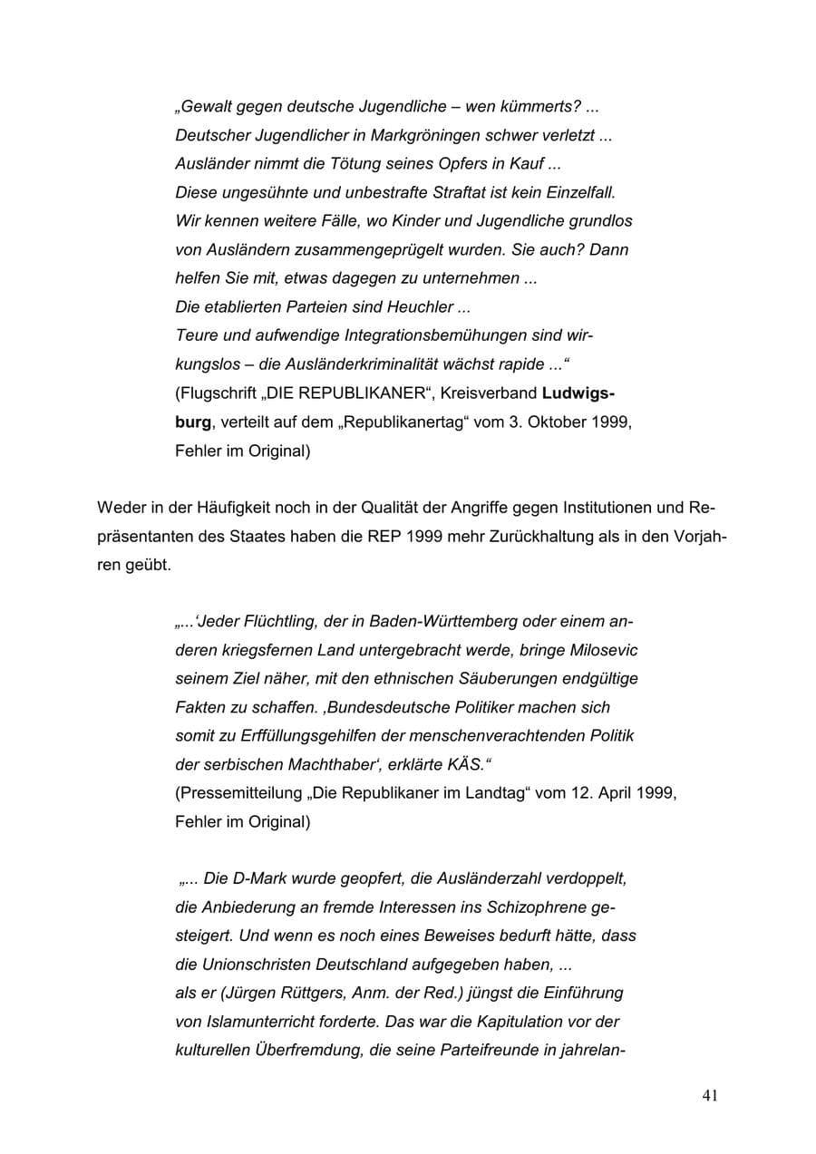 Seite 41 des Verfassungsschutzbericht 1999 Baden-Württemberg