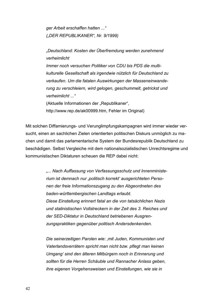 Seite 42 des Verfassungsschutzbericht 1999 Baden-Württemberg