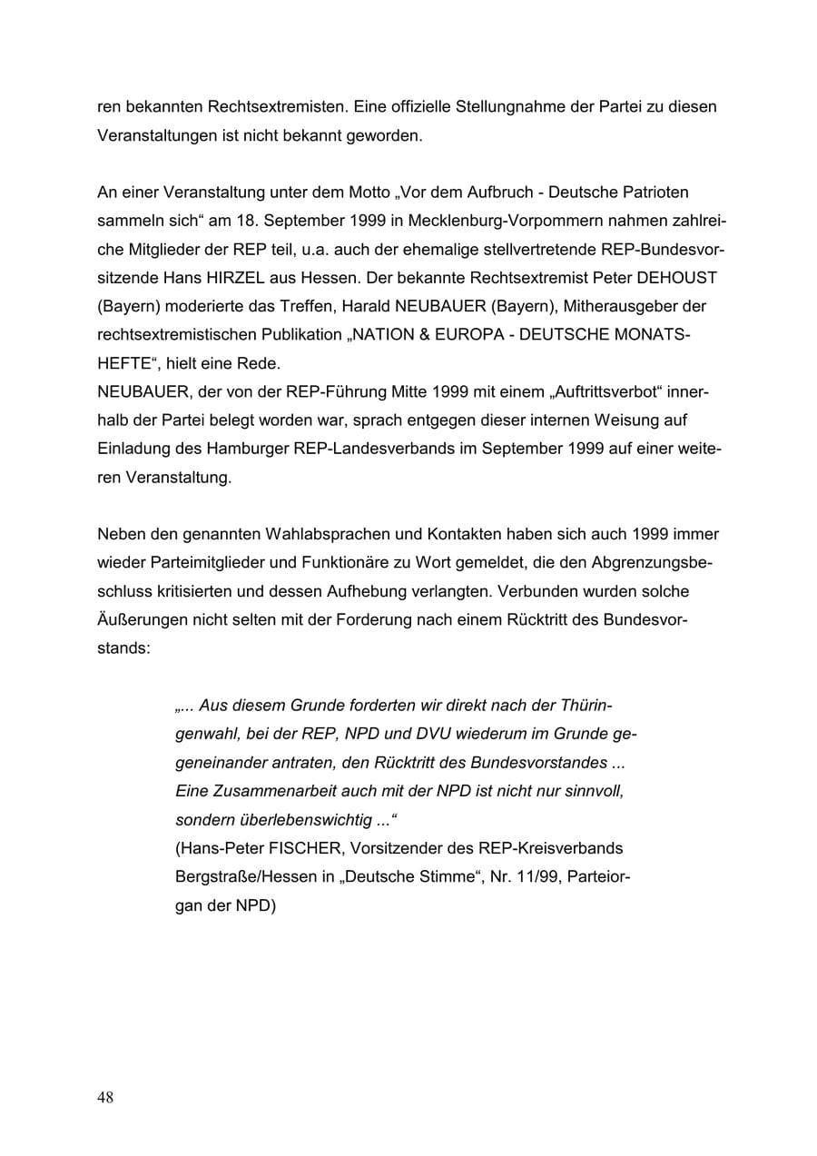 Seite 48 des Verfassungsschutzbericht 1999 Baden-Württemberg