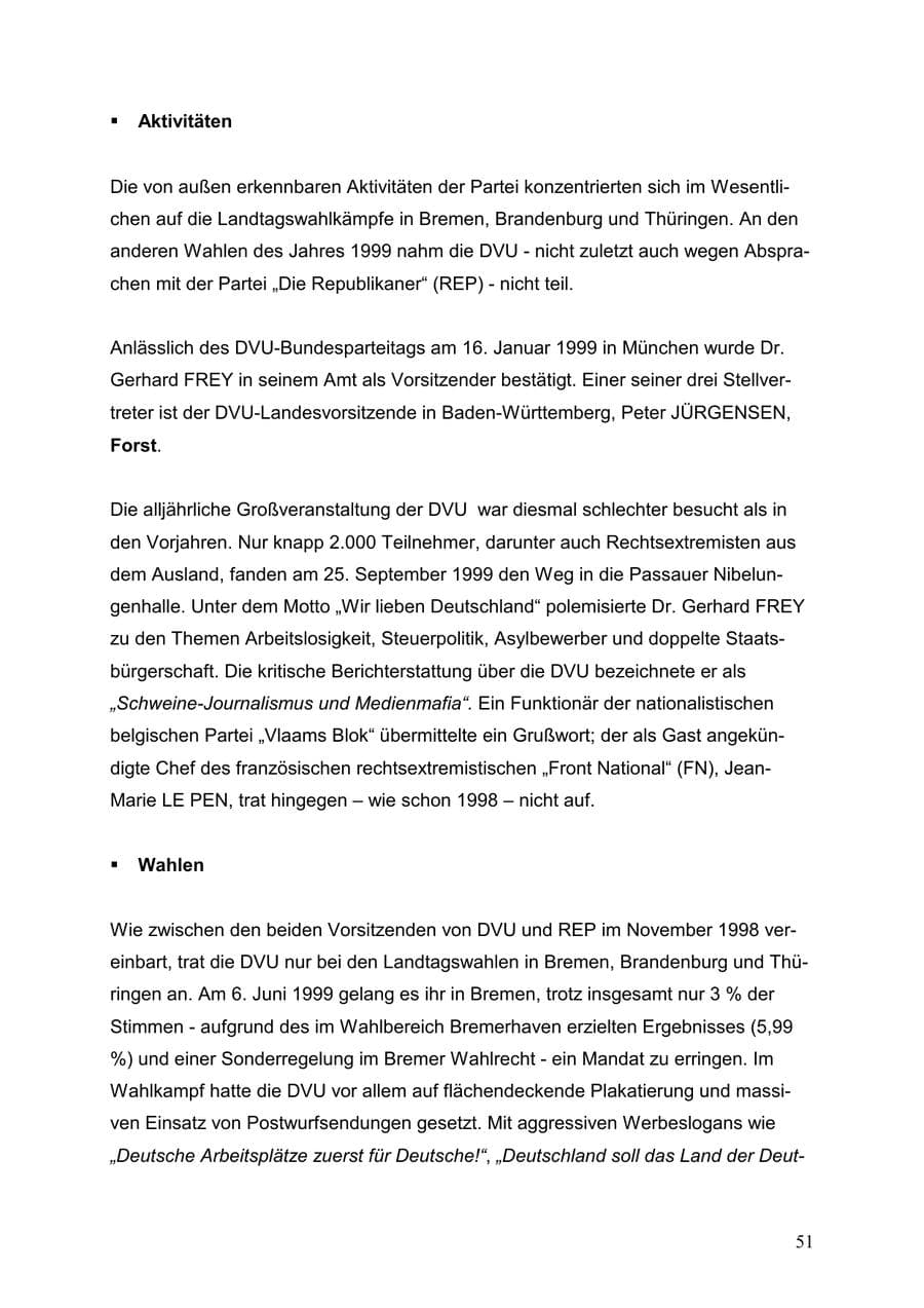 Seite 51 des Verfassungsschutzbericht 1999 Baden-Württemberg
