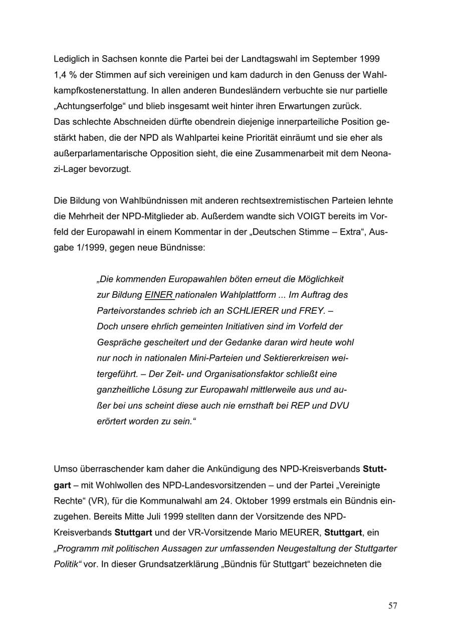 Seite 57 des Verfassungsschutzbericht 1999 Baden-Württemberg