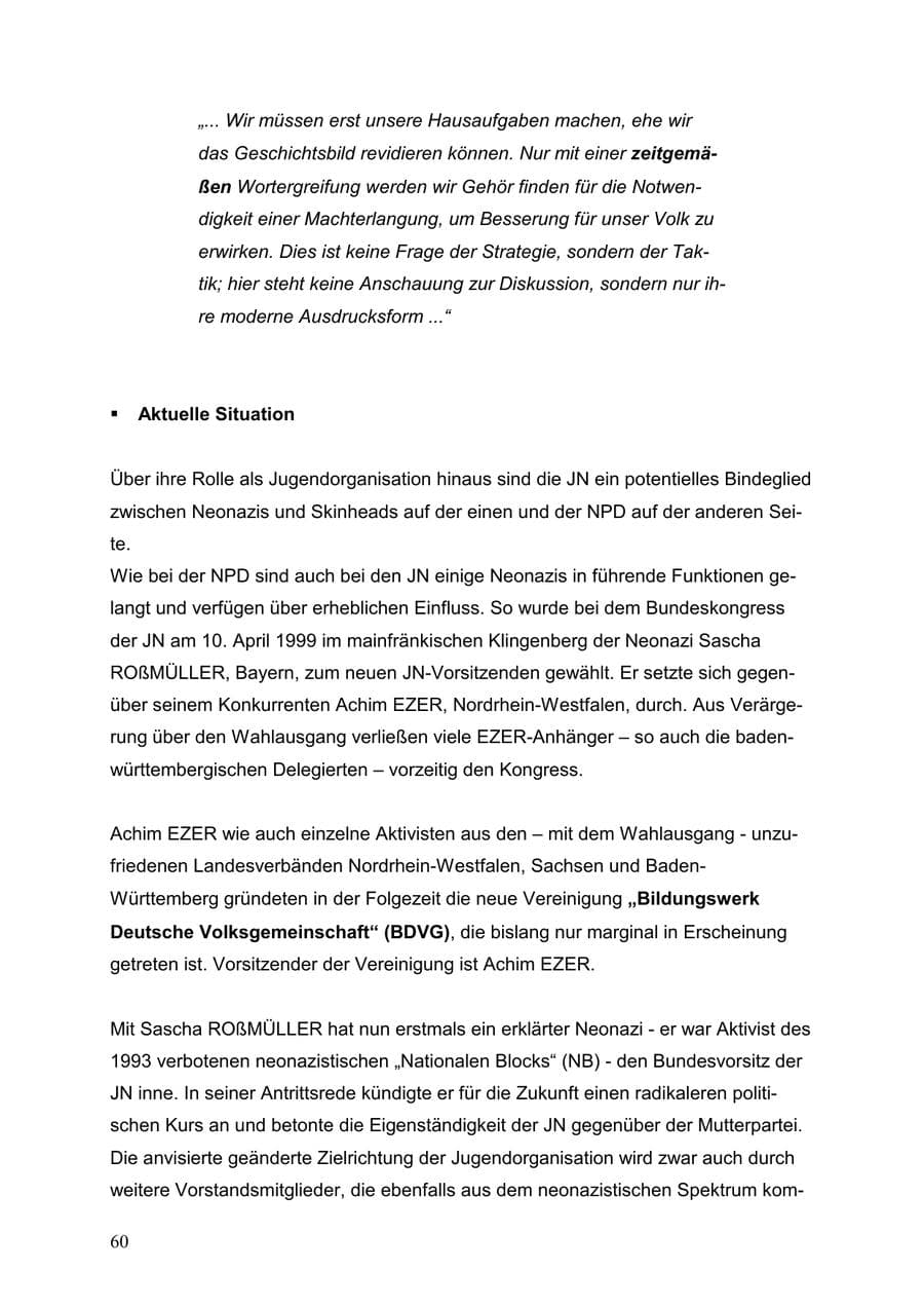 Seite 60 des Verfassungsschutzbericht 1999 Baden-Württemberg