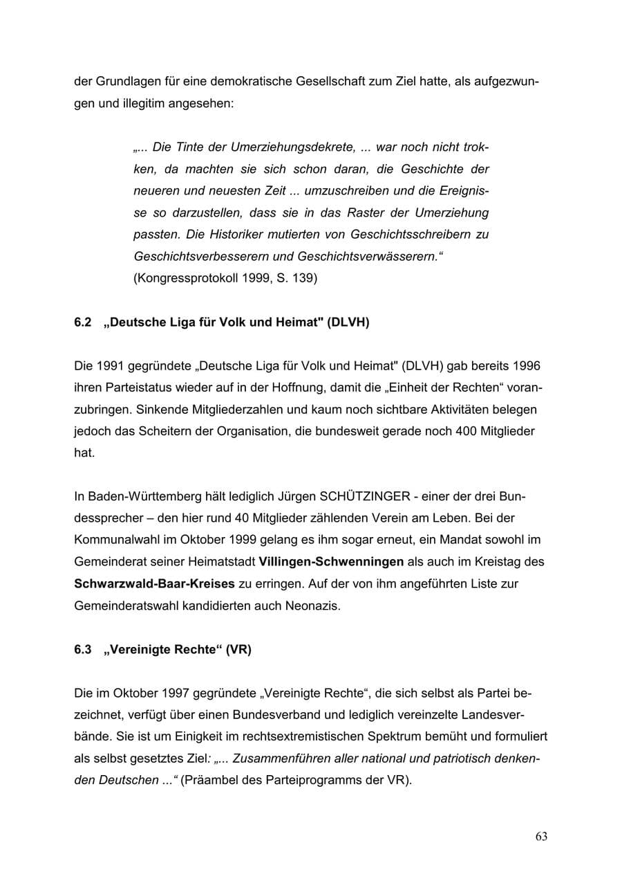 Seite 63 des Verfassungsschutzbericht 1999 Baden-Württemberg