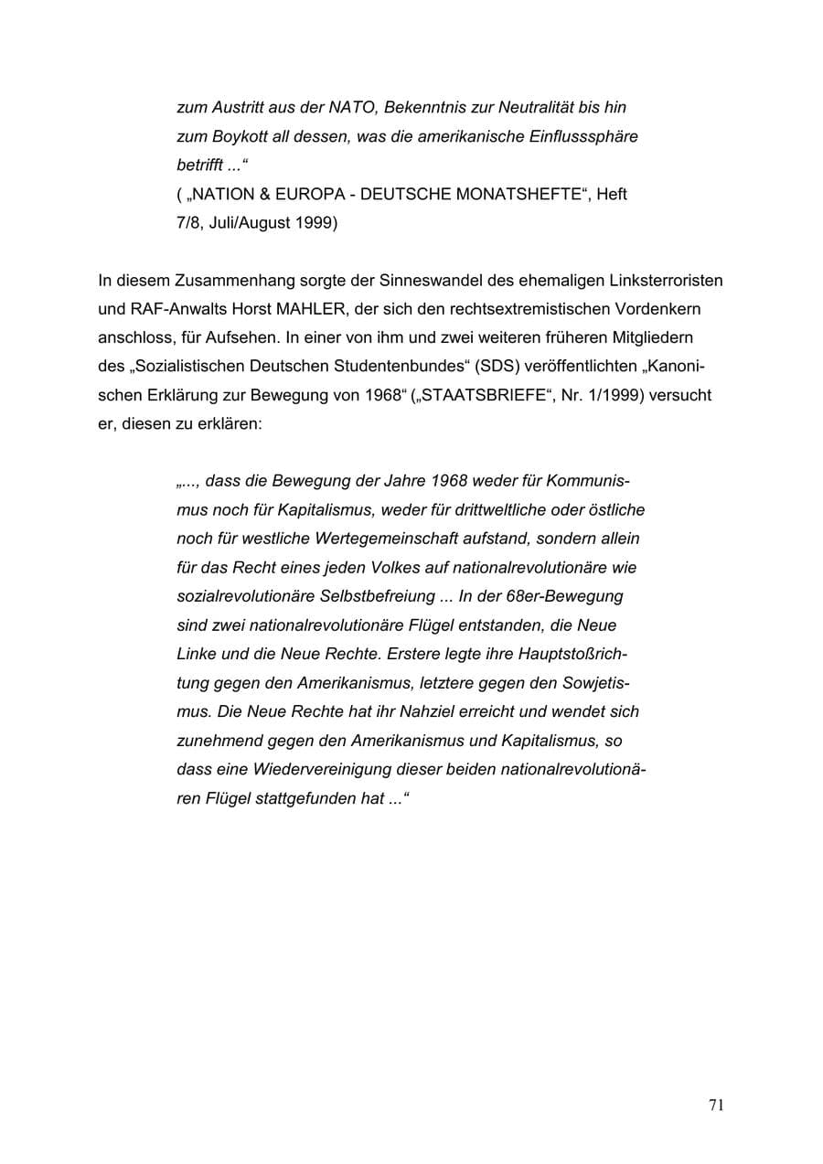 Seite 71 des Verfassungsschutzbericht 1999 Baden-Württemberg