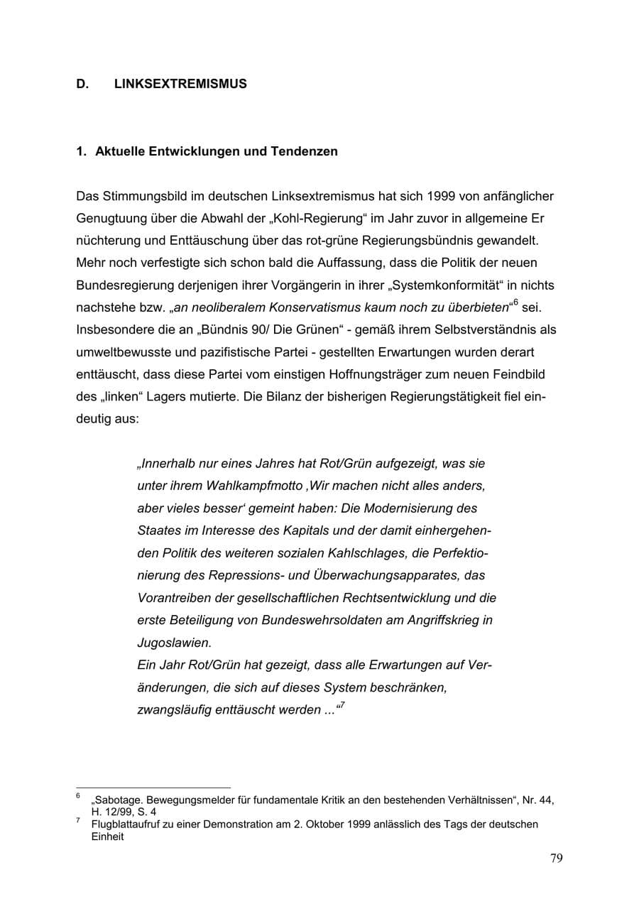 Seite 79 des Verfassungsschutzbericht 1999 Baden-Württemberg