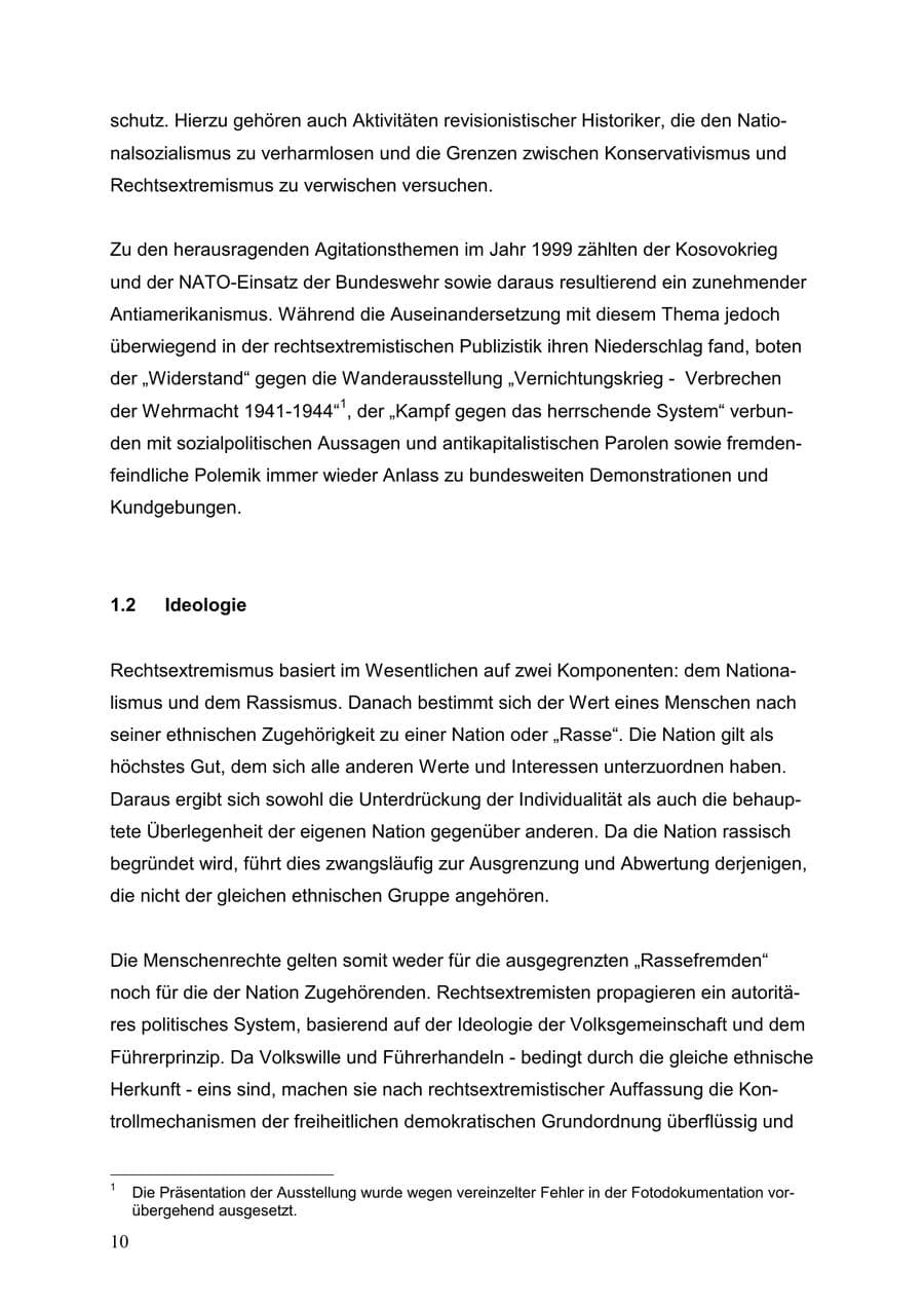 Seite 10 des Verfassungsschutzbericht 1999 Baden-Württemberg