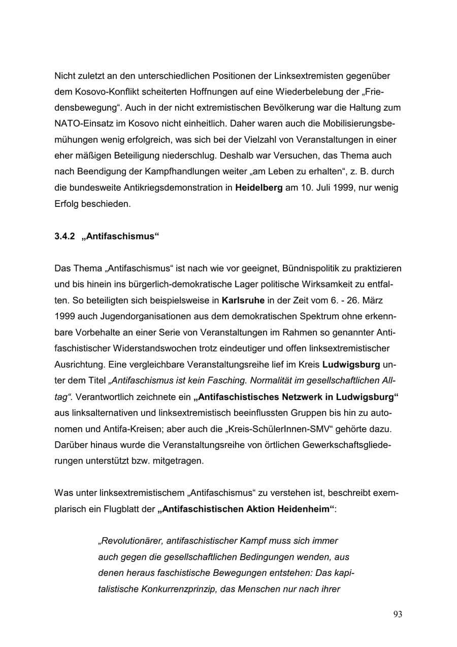 Seite 93 des Verfassungsschutzbericht 1999 Baden-Württemberg