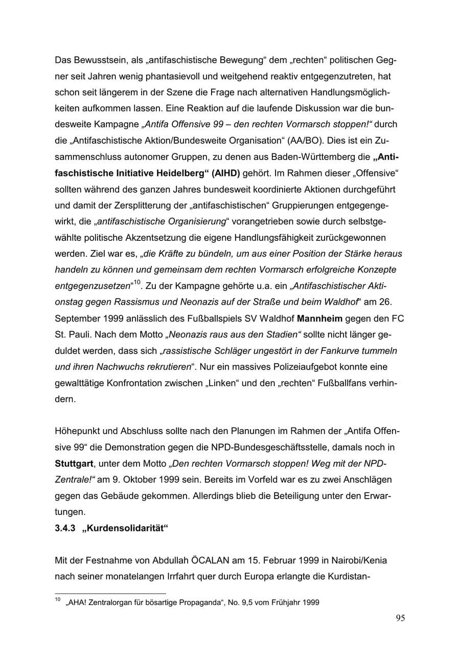 Seite 95 des Verfassungsschutzbericht 1999 Baden-Württemberg