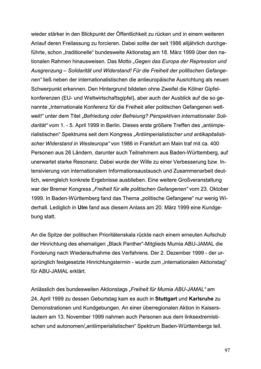 Seite 97 des Verfassungsschutzbericht 1999 Baden-Württemberg
