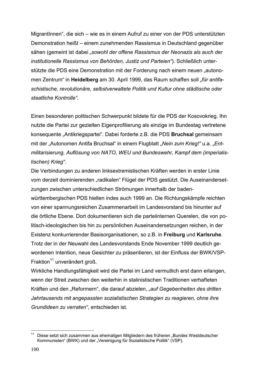 Seite 100 des Verfassungsschutzbericht 1999 Baden-Württemberg