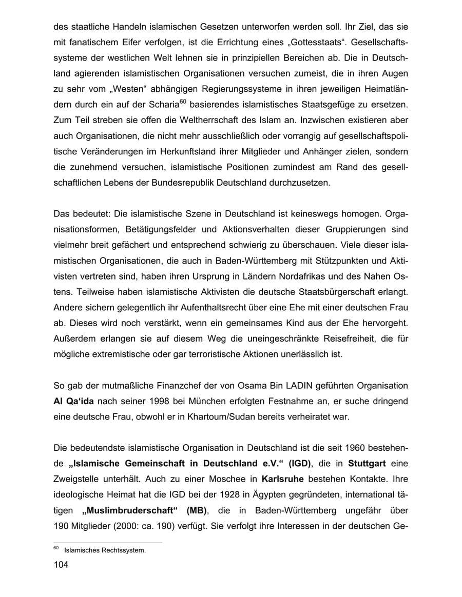 Seite 104 des Verfassungsschutzbericht 2001 Baden-Württemberg