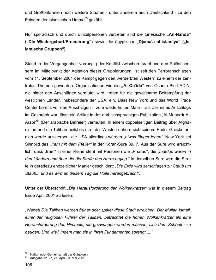 Seite 106 des Verfassungsschutzbericht 2001 Baden-Württemberg
