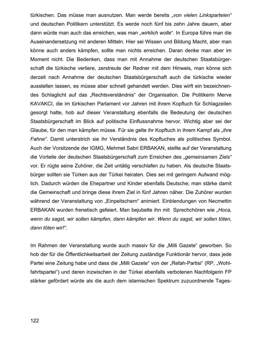 Seite 122 des Verfassungsschutzbericht 2001 Baden-Württemberg