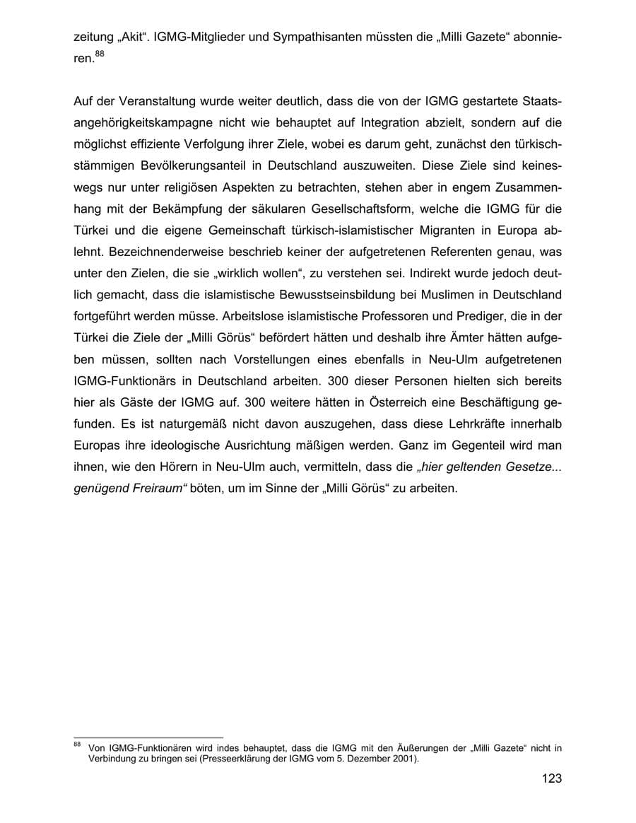 Seite 123 des Verfassungsschutzbericht 2001 Baden-Württemberg