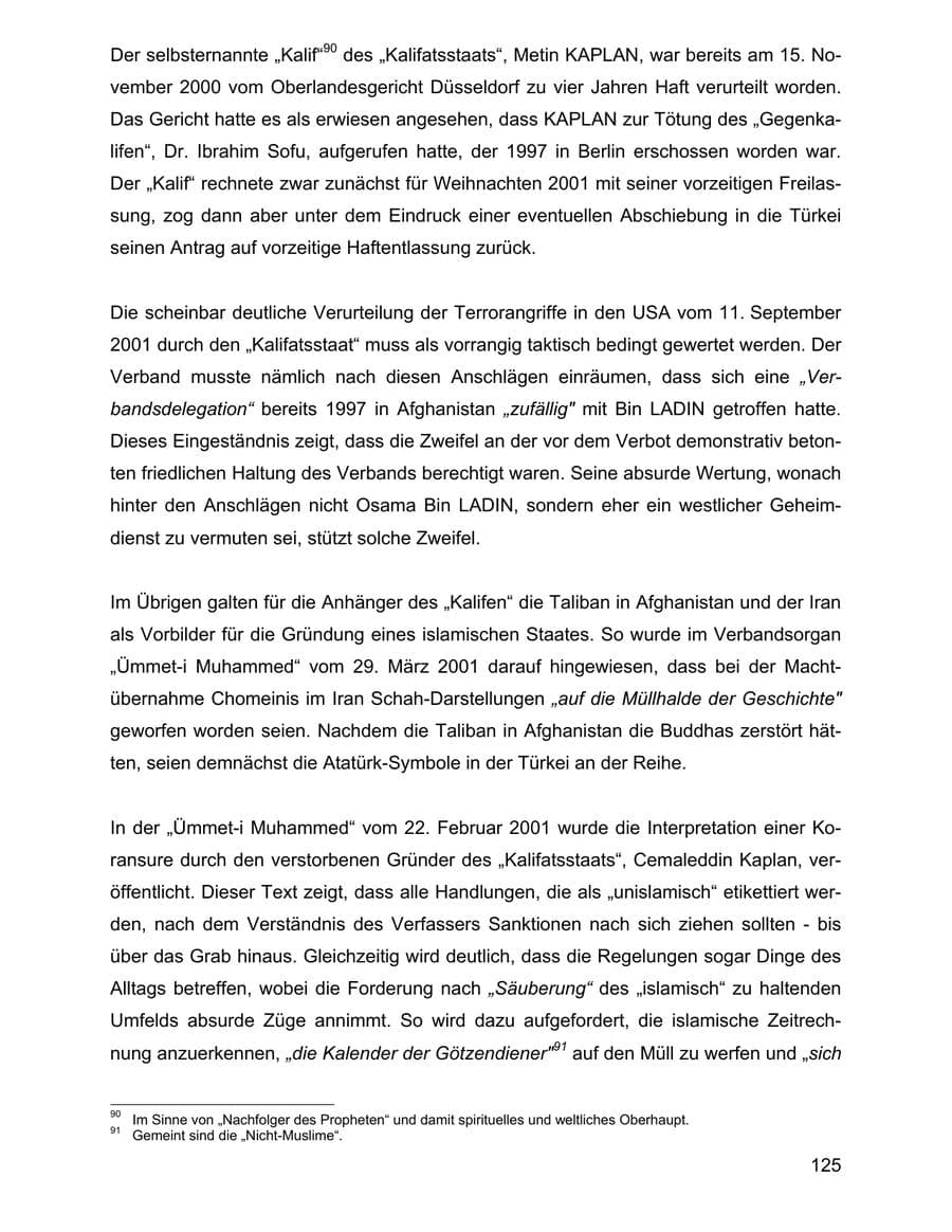 Seite 125 des Verfassungsschutzbericht 2001 Baden-Württemberg