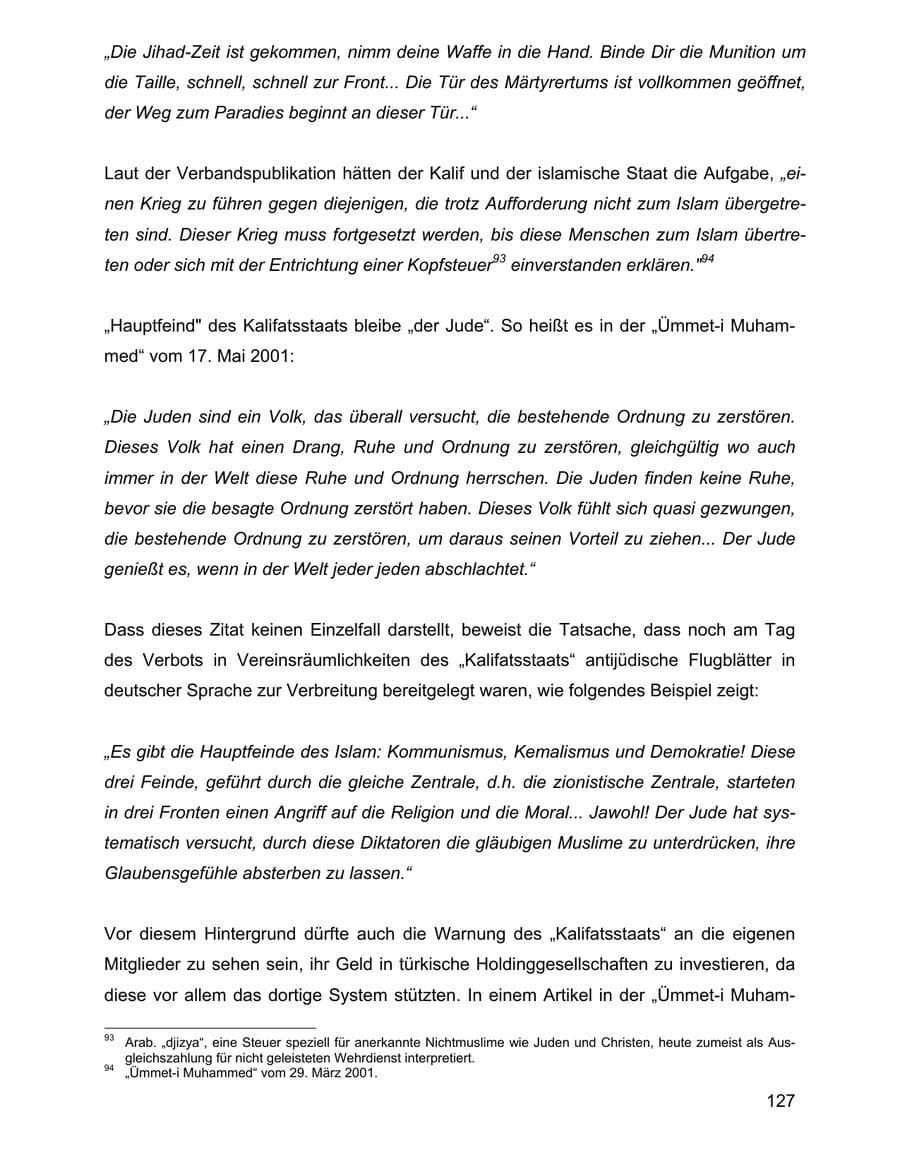 Seite 127 des Verfassungsschutzbericht 2001 Baden-Württemberg